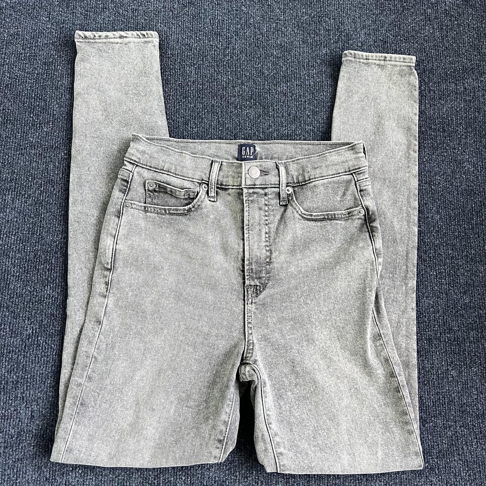 Gap True Skinny Jeans‎ Womens 4/27 Tall Gray Mid Rise Stretch Denim Light Wash